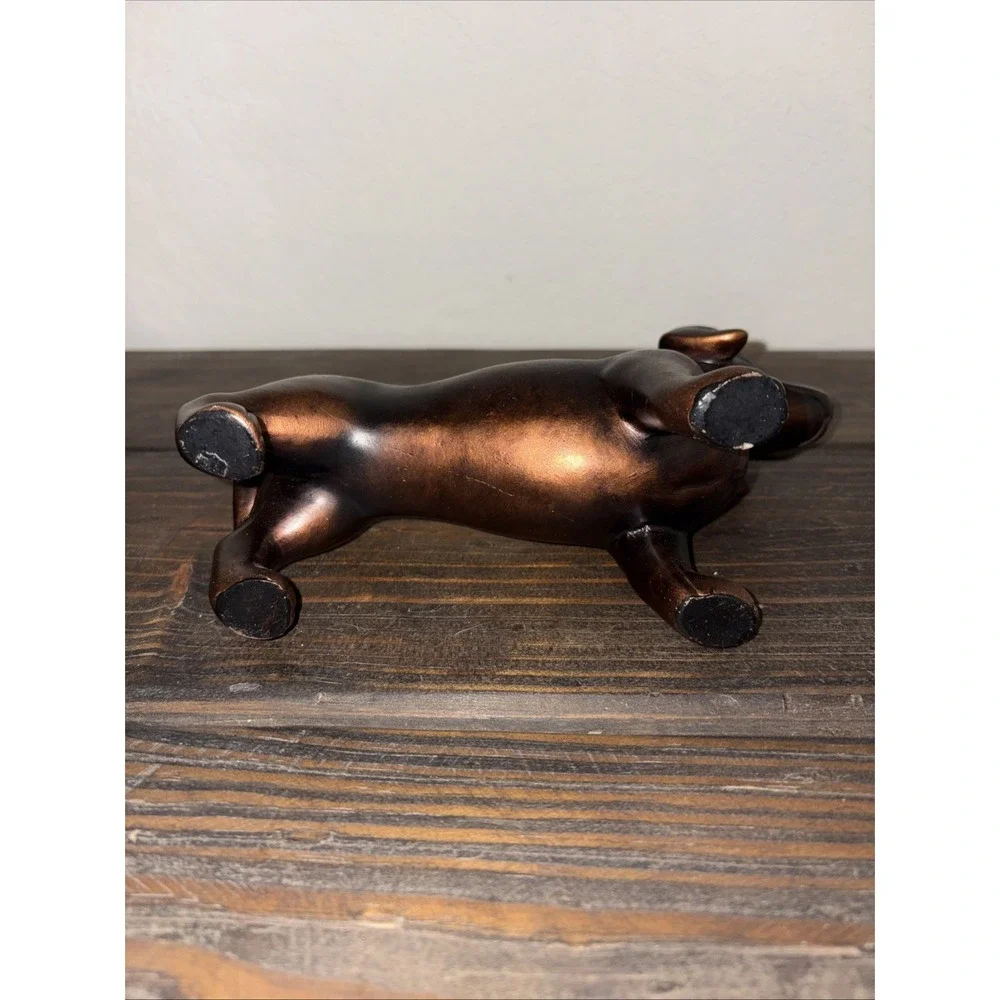Vintage Dachshund wiener dog figurine copper toned Resin Doxie sausage Dog